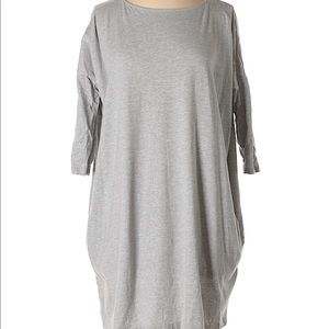 Gap Grey Long Tee Shirt Quarter Sleeve Cotton Casual Shift Midi Dress